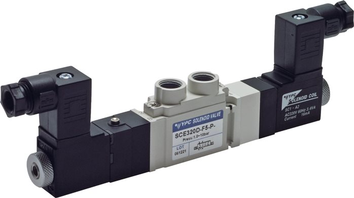 Exemplary representation: 5/3-way solenoid valve