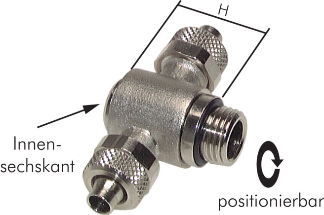 Exemplaire exposé: Raccord de tuyau T CK compact, avec filetage cylindrique, laiton nickelé