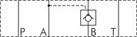 Symbole de commutation: Clapet anti-retour déblocable (B)
